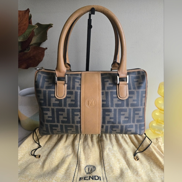 Fendi Handbags - Vintage Fendi Zucca Brown Monogram Canvas Top Handle Boston Bag